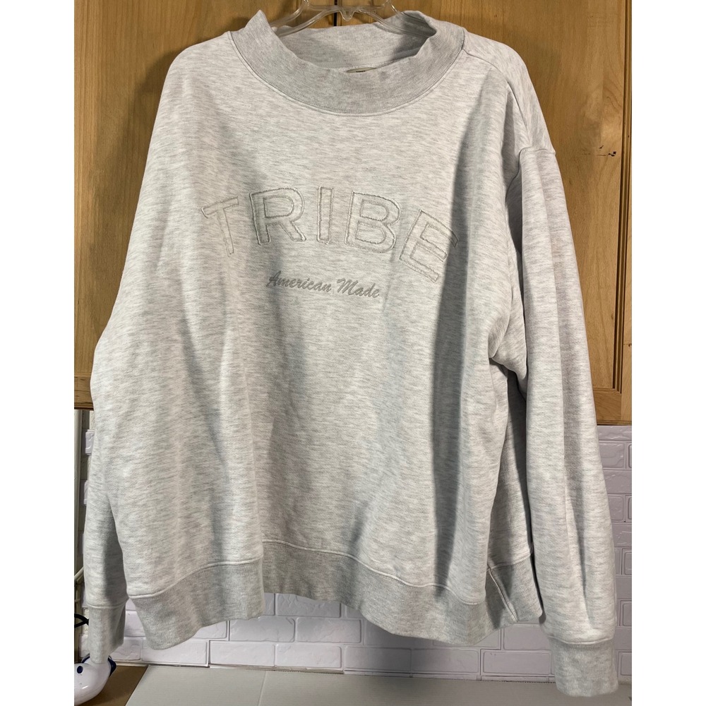 Tribe Kelley Sweatshirt Women 2XL Gray American Made Mock Neck Pullover